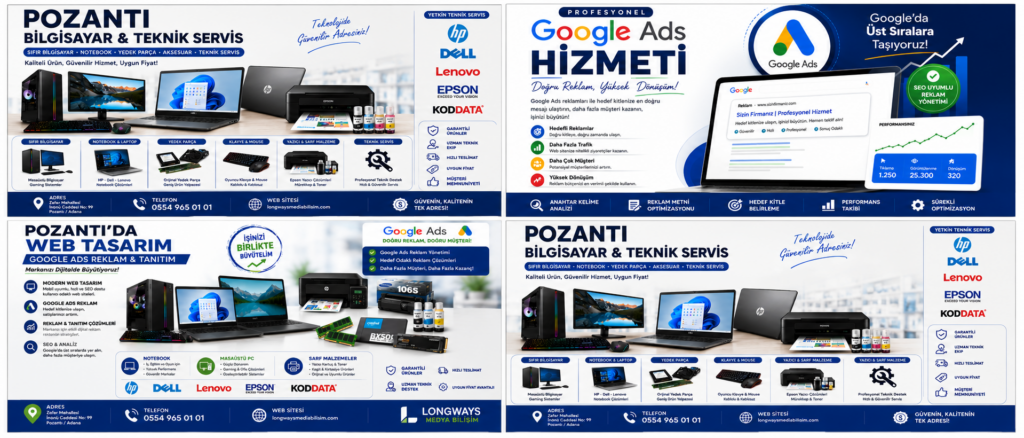 #LongwaysMedia #PozantıBilgisayar #NotebookSatışı #GamingPC #HPNotebook #DellLaptop #LenovoTürkiye #EpsonYazıcı #TeknikServis #BilgisayarTamiri #SSDUpgrade #GamingEkipman #GoogleAds #WebTasarım #PozantıTeknoloji #AdanaBilgisayar #OyuncuBilgisayarı #KurumsalTeknoloji #BilgisayarAksesuarları #TeknolojiMağazası